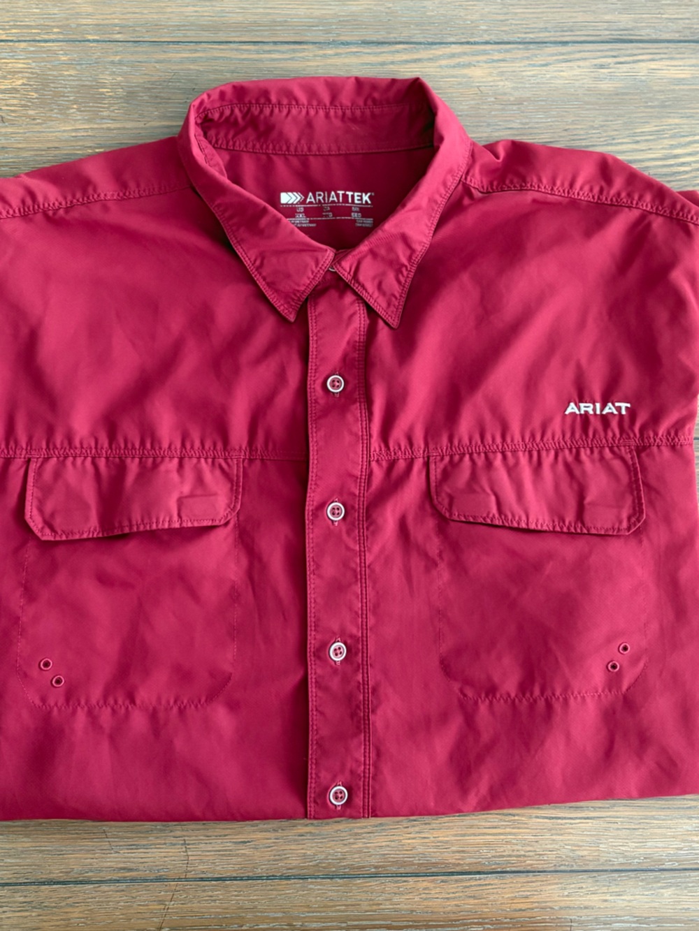 Ariat Ariattek Maroon Short Sleeve Button-Up‎ Shirt Size XXL
